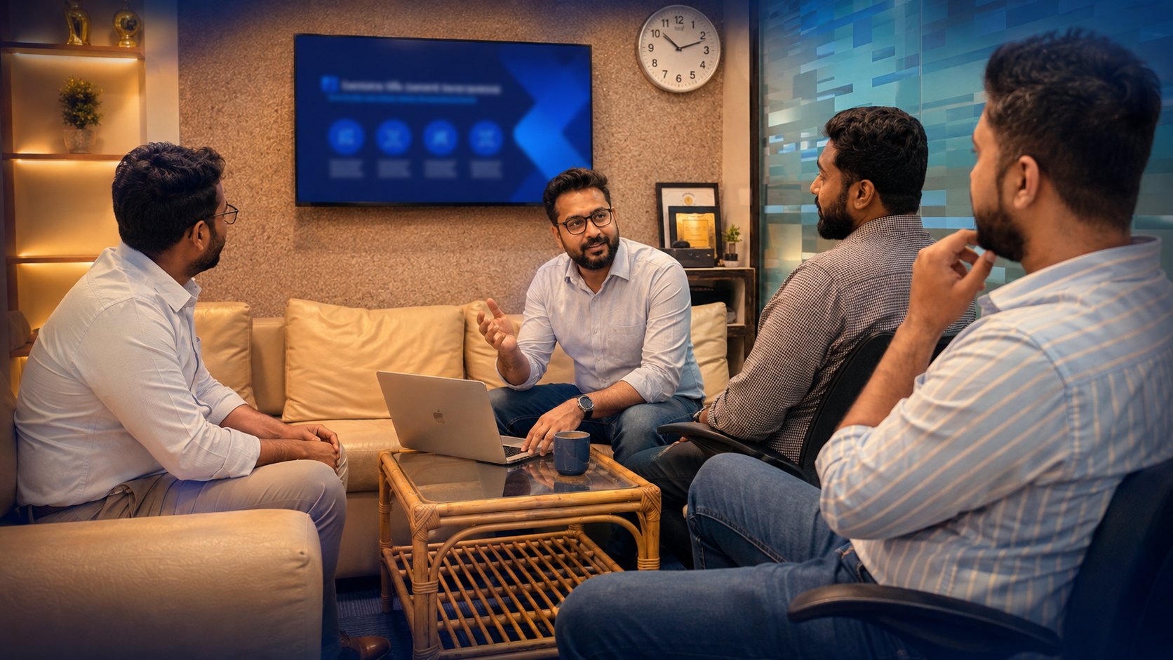 OVERTURES team meeting in the Mumbai office