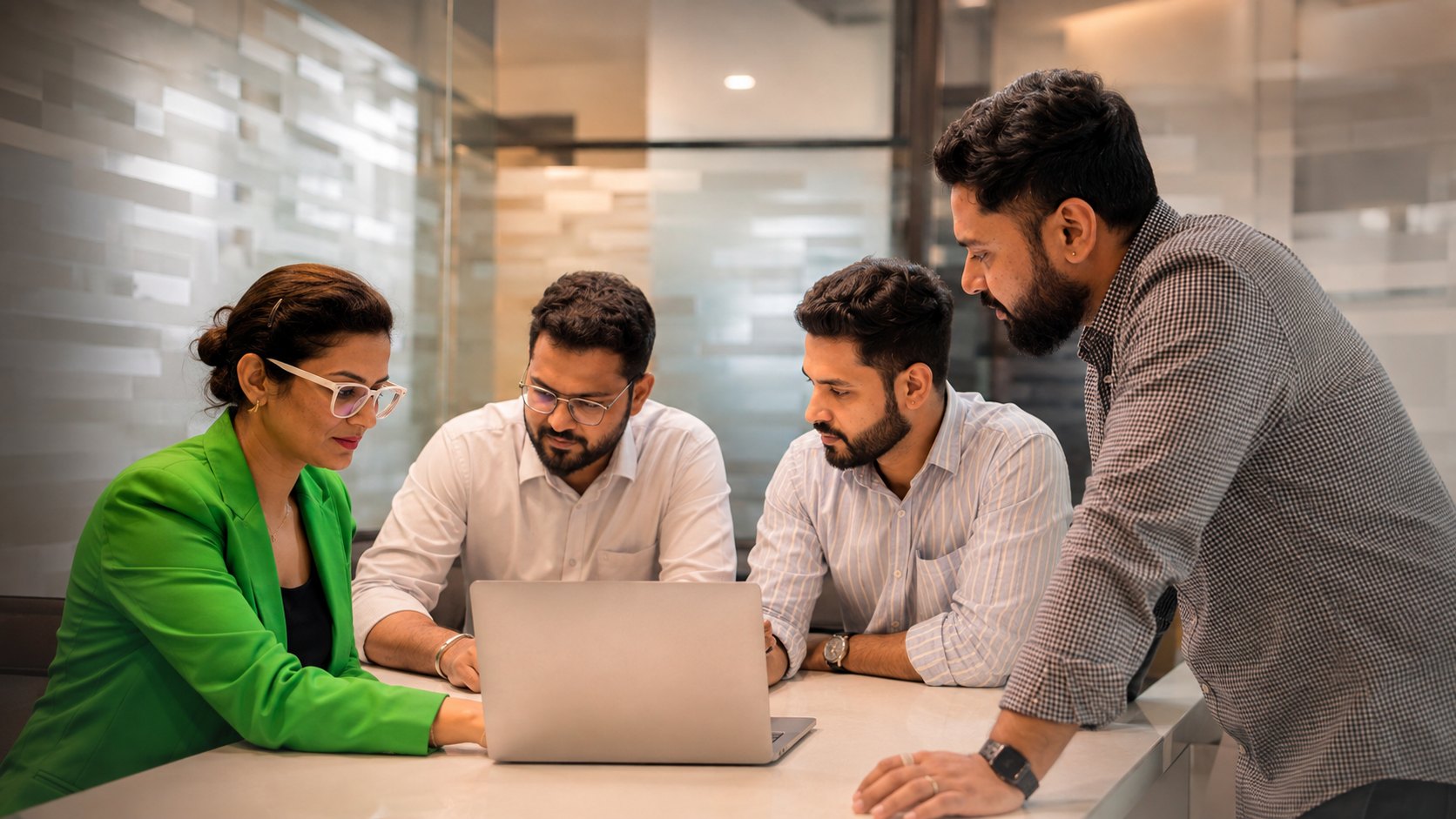 Team reviewing a project